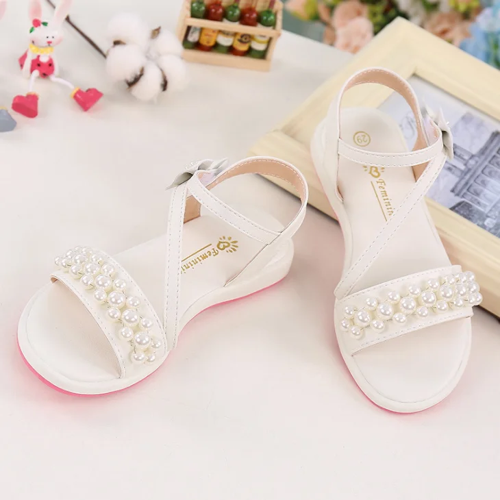 
YY10243S Children pearls design sandal wholesale kids summer princess sandals for girls 