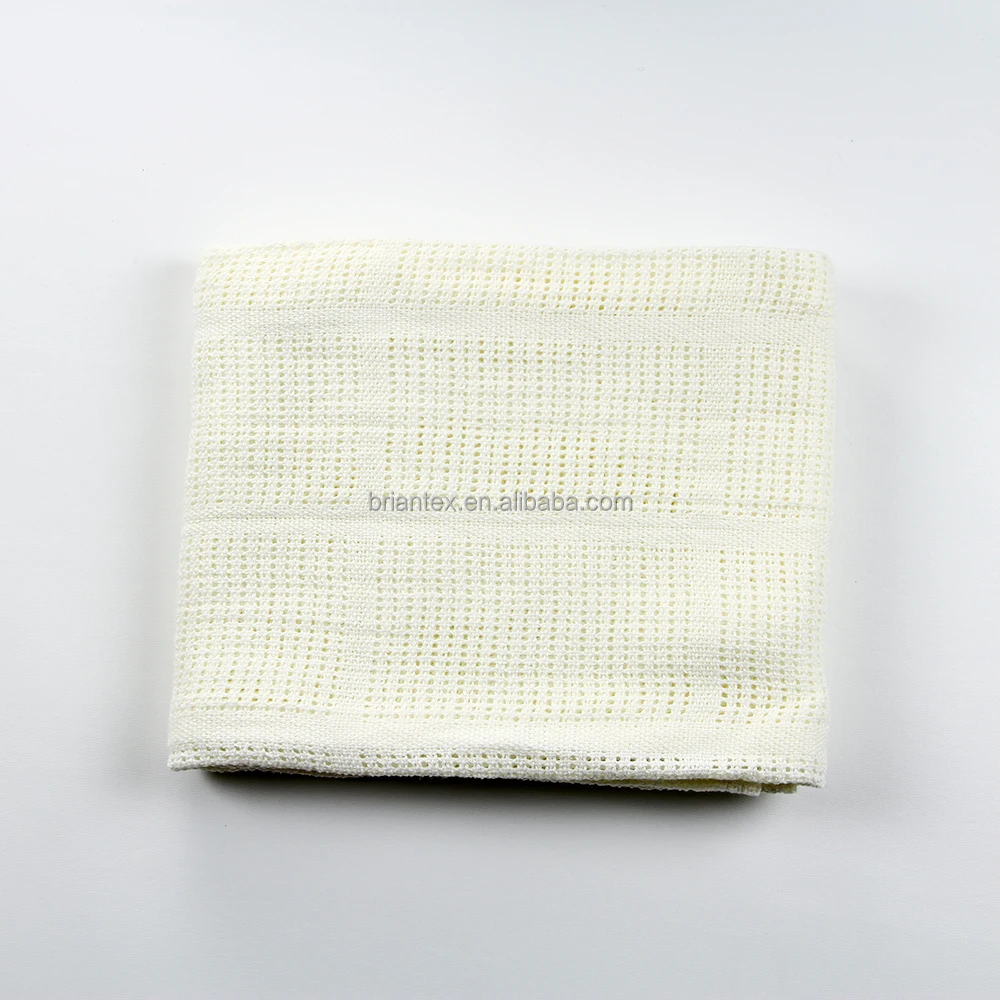 Briantex 100%cotton knitted baby blanket high quality cellular cot blanket