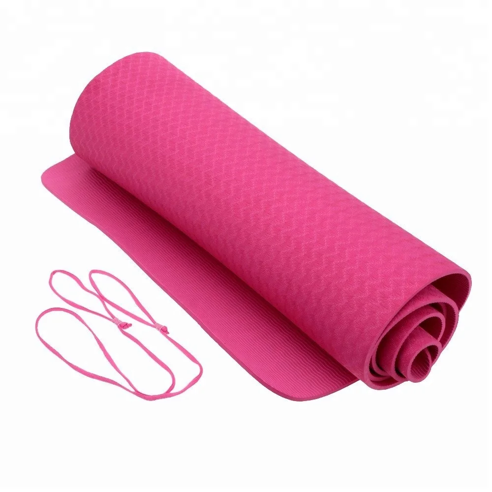 Direct factory purple yoga mat, Yoga mat TPE, yoga mat with strap