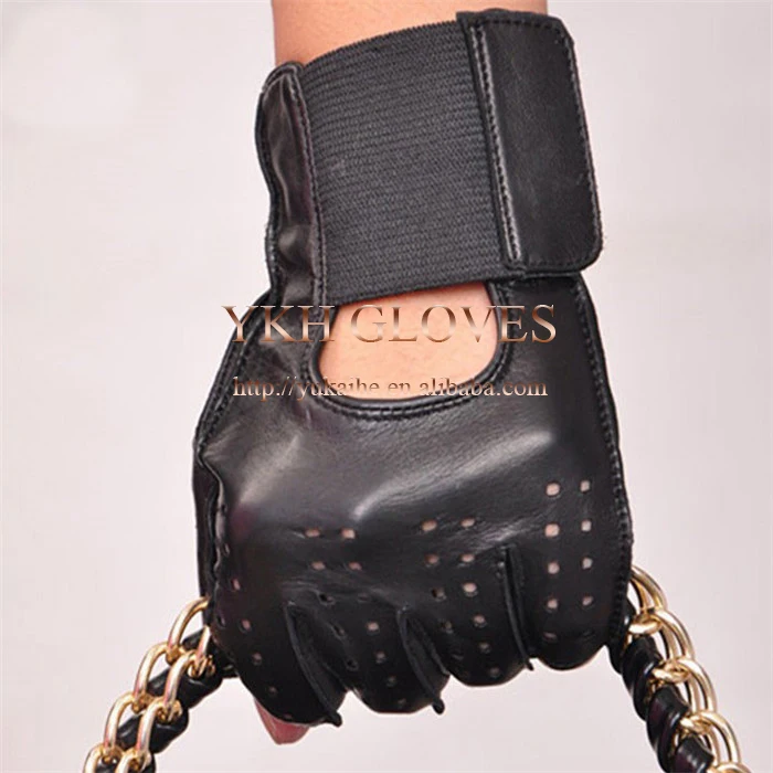 Кожаные перчатки для вождения без пальцев из козьей кожи, кожаные перчатки для вождения без пальцев