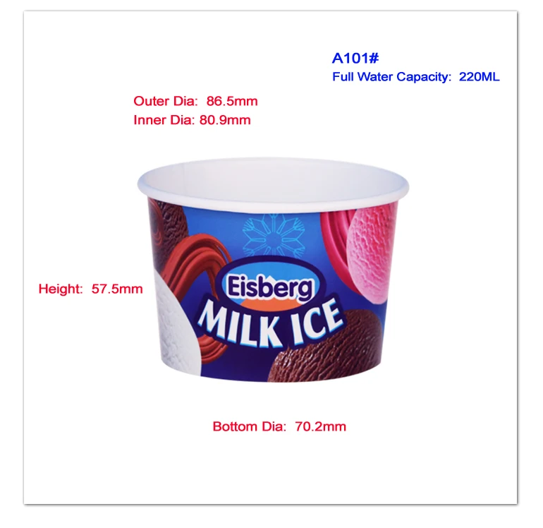 7oz ice cream packaging paper cup with lid and spoon