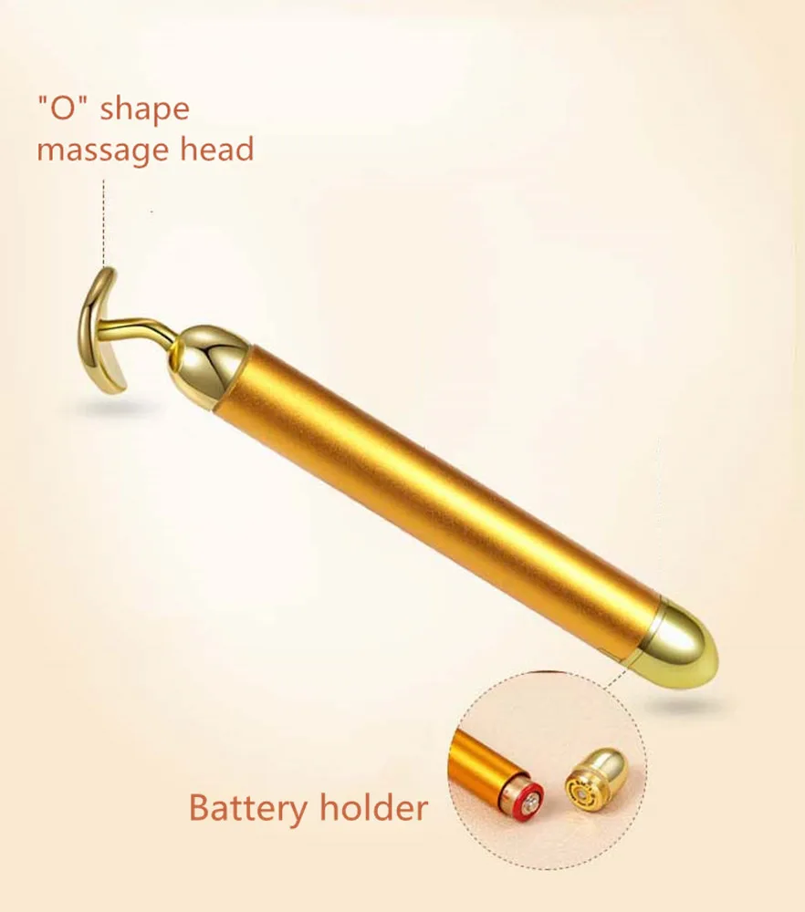 O-shape Face Massage Roller Golden Vibrating Energy Beauty Bar
