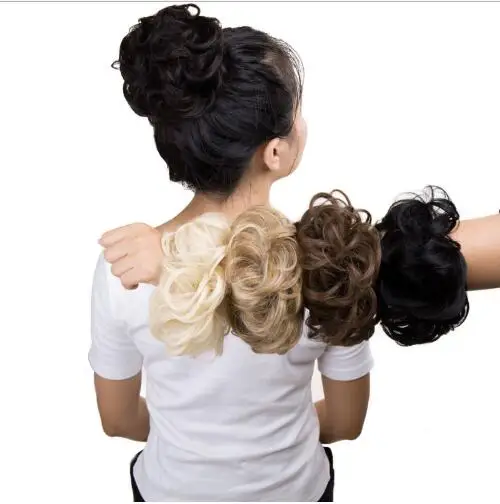 
Synthetic Hair Chignons Elastic Scrunchie Hair Extensions Ribbon Ponytail Hair Clip Bundles Hairpieces Donut Buns 