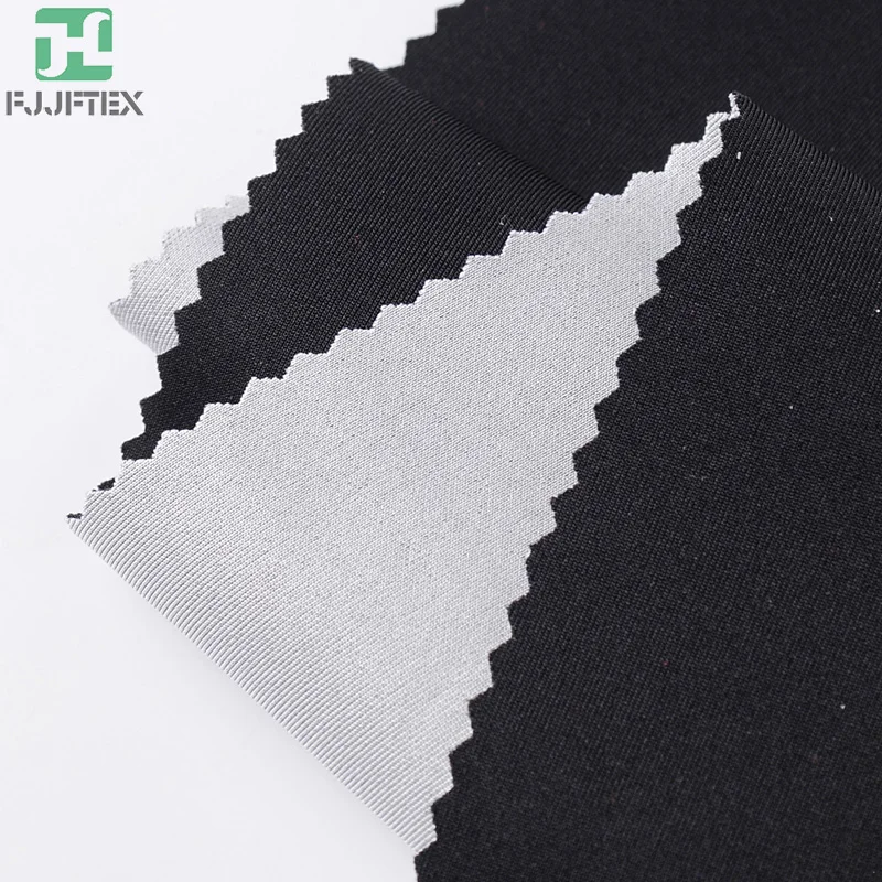88 nylon 12 spandex interlock shiny double fabric jet black knitted shapewear fabric