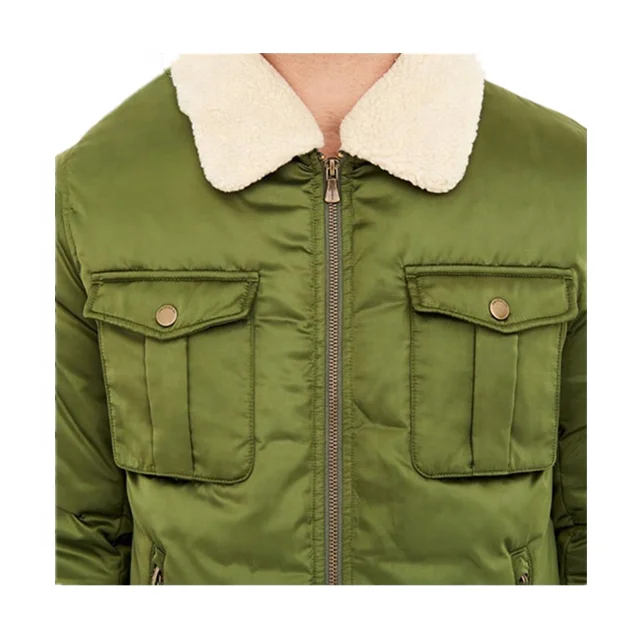 New Products 2021 Custom Warm Up Softshell Fur Collar Padded Men Winter Jacket With Zipper