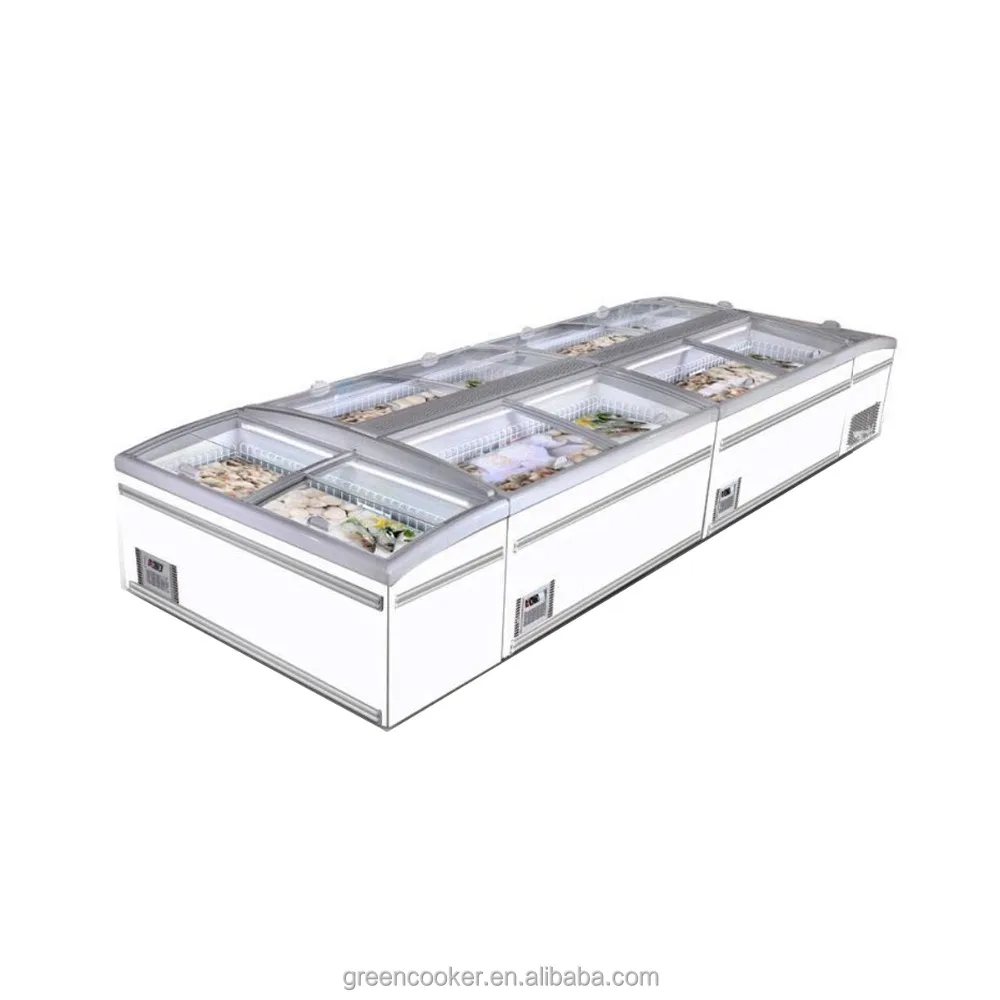 commercial island freezer meat fish ice cream display fridge refrigerator showcase deep chest freezers