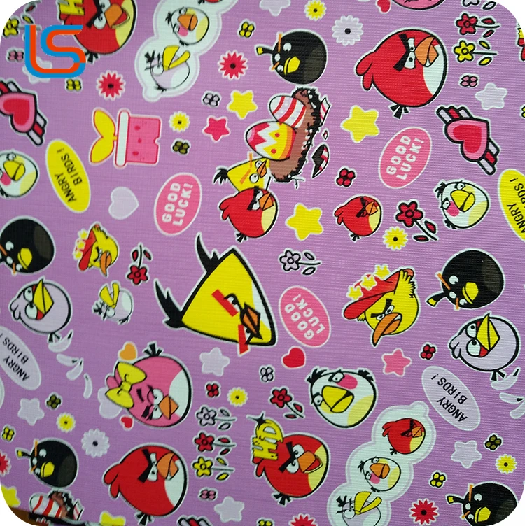 Cartoon printed by transfer film cheap pvc leather pvc synthetic leather