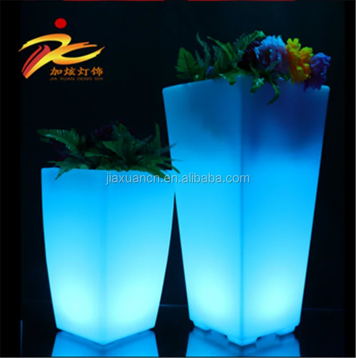 led glowing garden tall pot park plant outdoor plastic flower vase