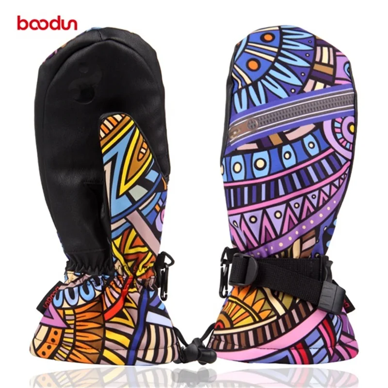 Boodun Waterproof Windproof Hipora insert women Snow Winter Gloves Snowboard Ice Skating Ski Mittens Gloves