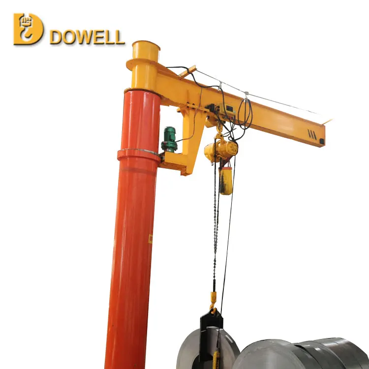 Pillar mounted jib crane used in workshop