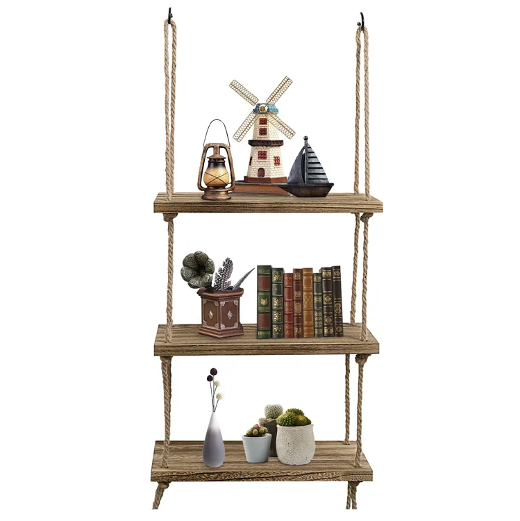 wood wholesale hanging rustic wall shelf,for Bedroom, Living Room,plants pot