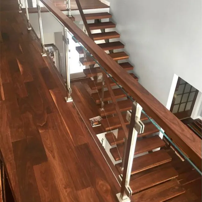 
Modern design straight stair with wood tread/mono beam staircase/central steel spindle stairs 