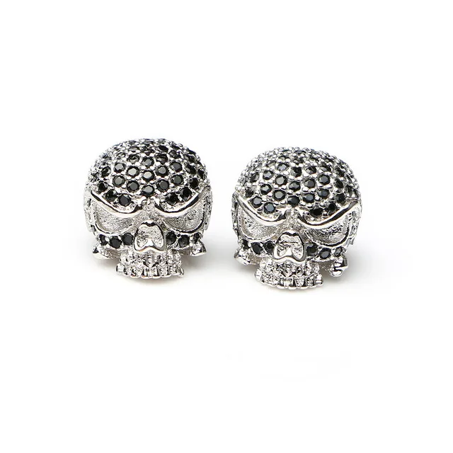 Newest unique brass CZ micro pave connector custom for jewelry making brass pave bead skull beads zircon metal beads