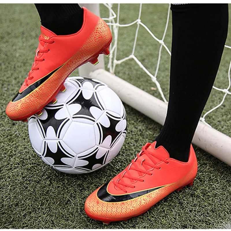 Topsion Hot-Selling Unisex Pu Upper Men Sport Football Trainer Soccer Shoes