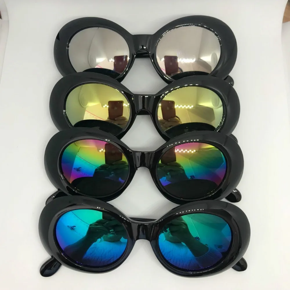 Fashion 90S Retro Oval Sun Glasses Custom Logo Unisex Vintage Kurt Cobain Kids Sunglasses 2018