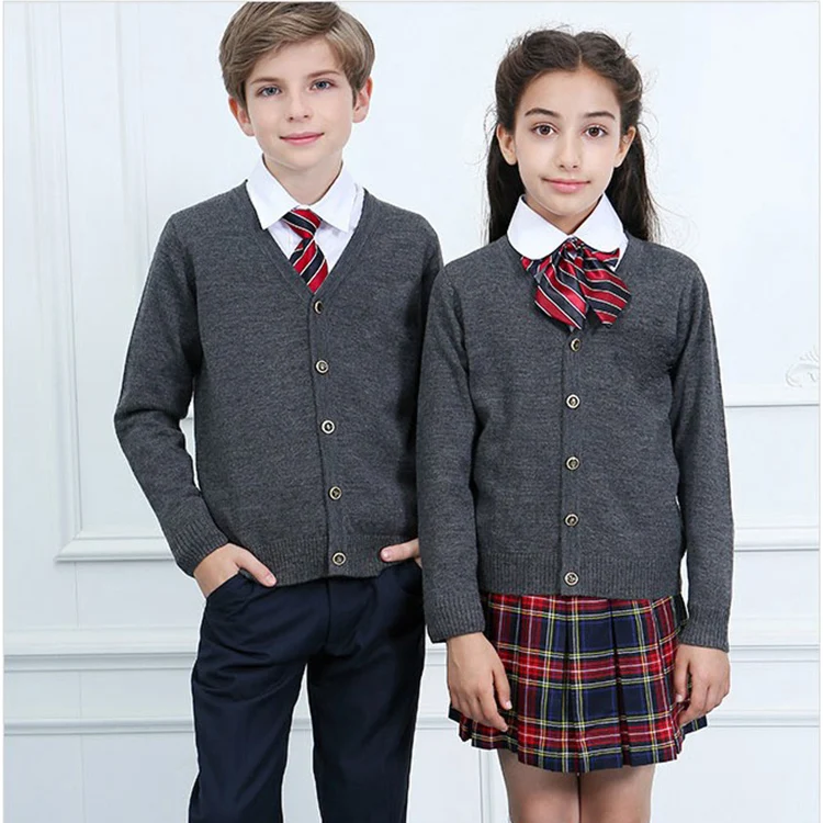 China Uniforms Manufacturer School Uniform Models Sweater Designs for Baby Girls Cardigan Sweater Uniforms