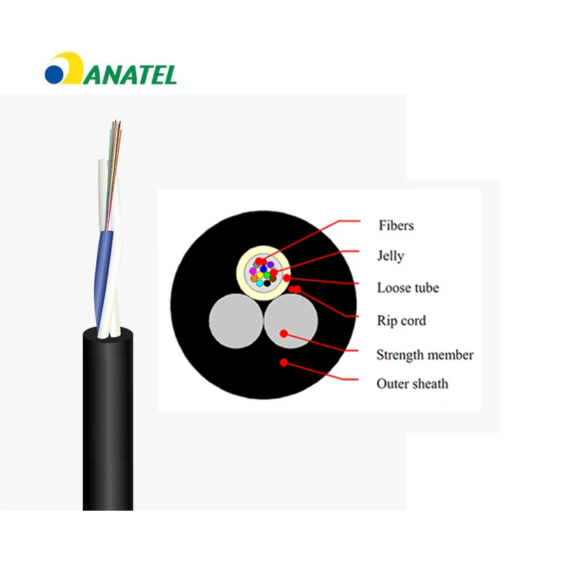 
Anti-UV Cable de Fibra Optica 12FO CFOA-SM-ASU-80-G652D Fiber Optic Cable with Anatel certificate 