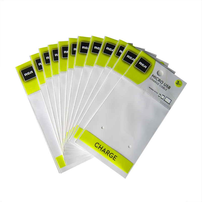 gravure printing Phone Case Pouch Bag USB data Cable Packing Bag with euro hole