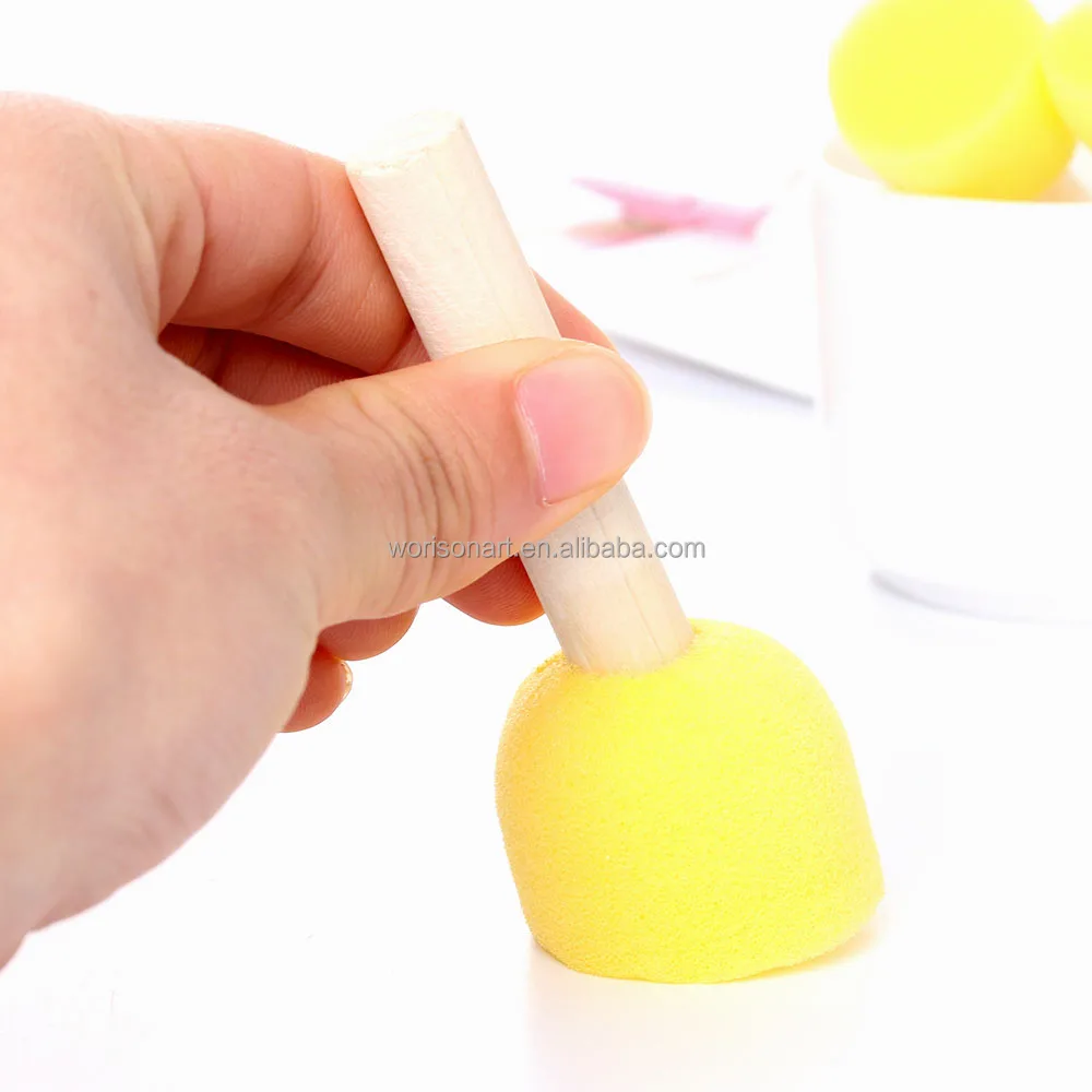 4Pcs/set Sponge Paint Brush Toys Wooden Handle Seal Sponge Brushes Kids Children Drawing Painting Graffiti Tools School Supply