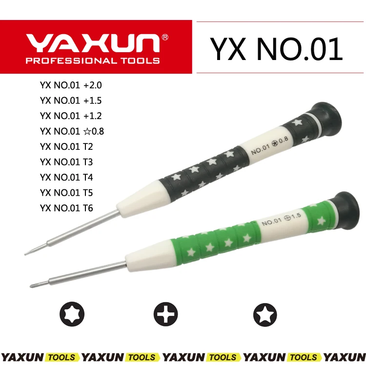 YAXUN YX-NO.01 single screwdriver for mobile repair,T2,T3,T4,T5, T6, +1.5,Pentalobe0.8 screwdriver for IPHONE SAMSUNG HUAWEI