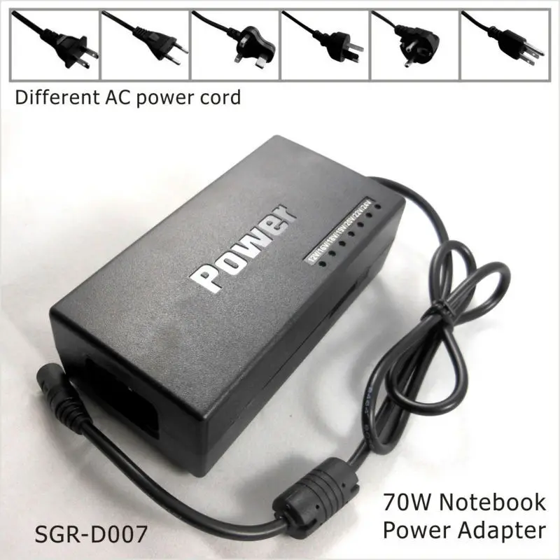 70W универсальный адаптер переменного тока путешествия для ноутбука