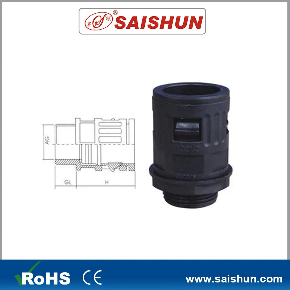Nylon Plastic Flexible Screwed Conduit Quick Connector Fittings For Pipe