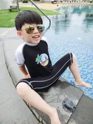 Beach Boys One-Piece Swimwear For Children With Cartoon Character + Cap Boys Swimwear Kids Swim Trunks Baby Swimming Swimsuit