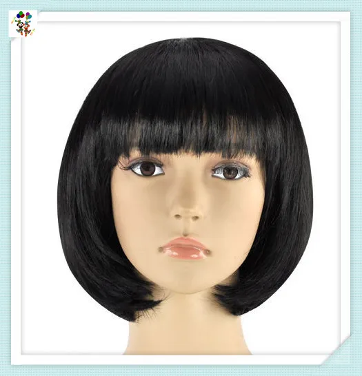 Cheap Wholesale Party Fancy Dress Costume Black Color Short Bob Synthetic Hair Wigs HPC-1934