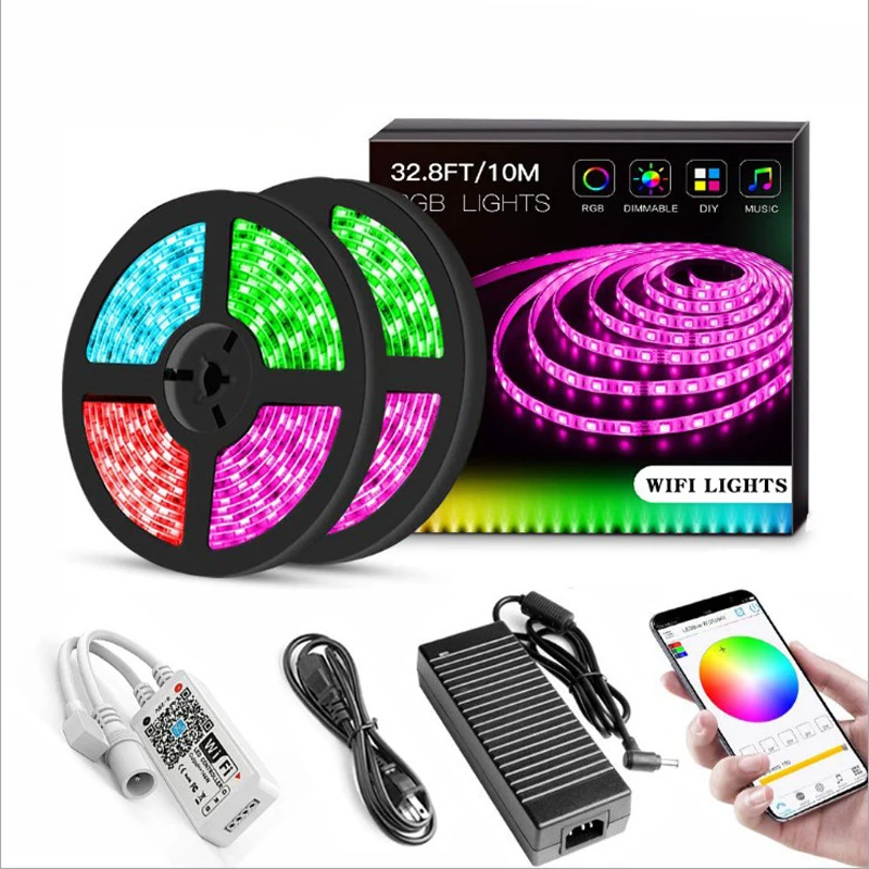 5m 16.4ft wifi smart phone app wireless controlled led strip light SMD5050 150 leds RGB  rope light for adornos fiesta luces