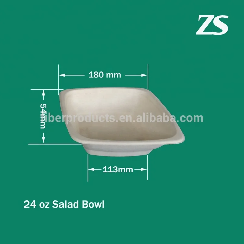 32 oz Sugarcane Biodegradable Disposable food containers Bagasse Paper Salad Bowls