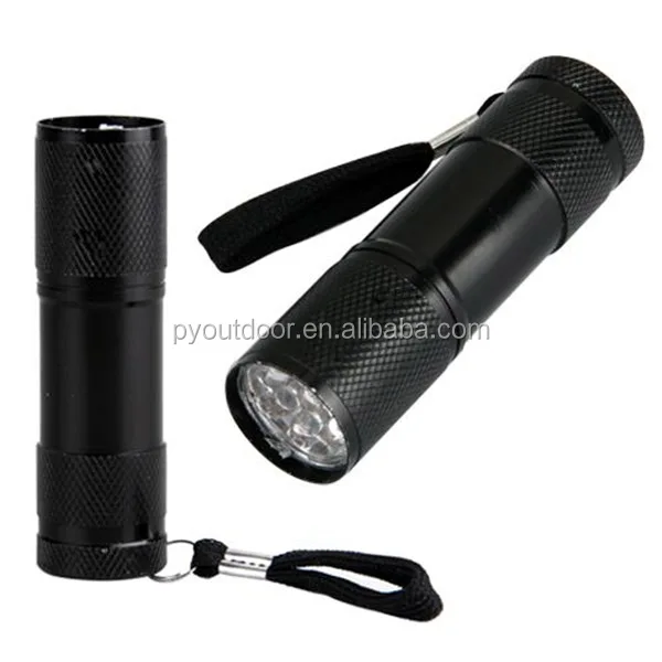 Factory wholesale 9 led uv flashlight purple light mini flash lamp