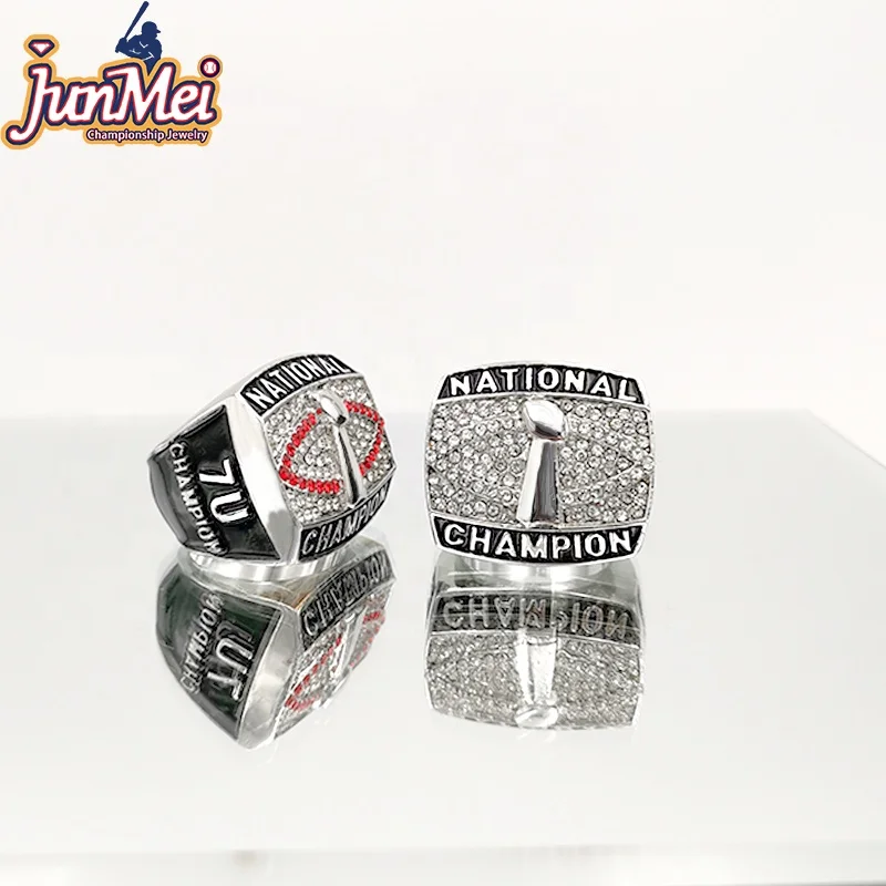
JunMei factory store hall of fame 7U TO 14U national football league championship ring custom for kids 
