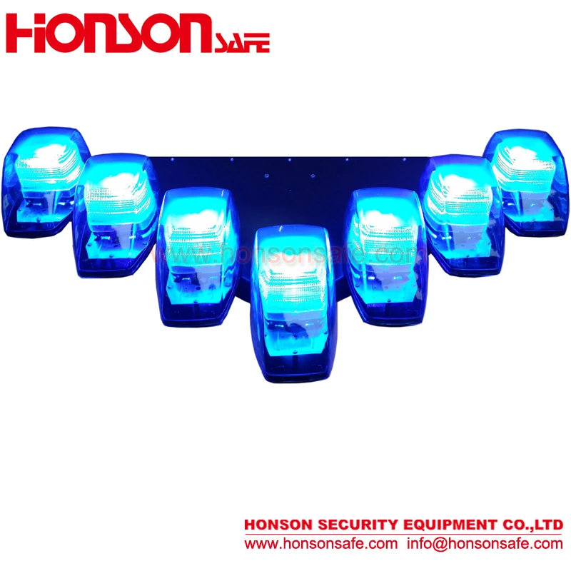 3W,amber blue red LED V7 vehicle emergency car warning lightbar with 7pcs Beacons HSV7000