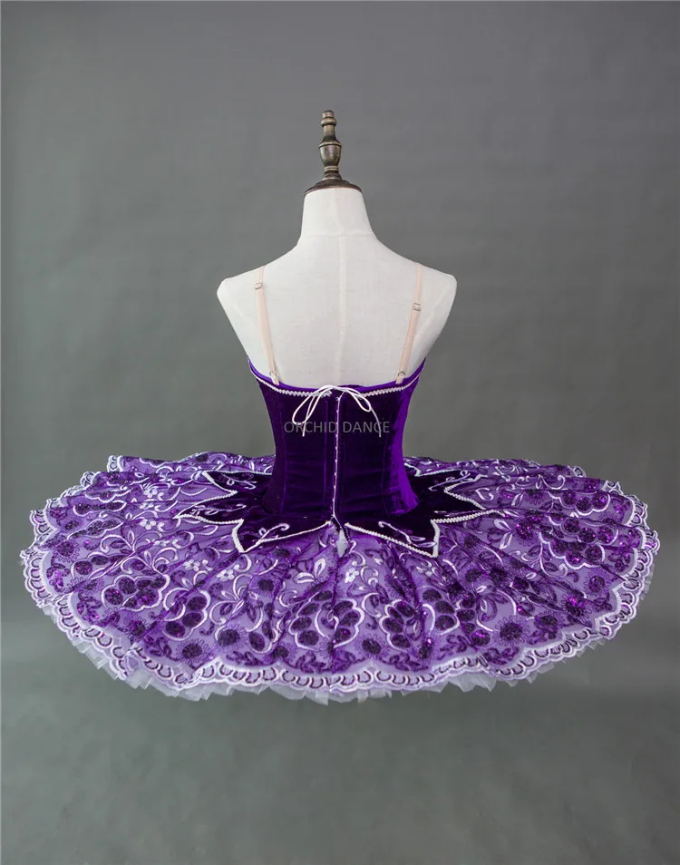 Customized Kids Girls Velvet Performance Wear Dance Costumes Purple Ballet Tutu