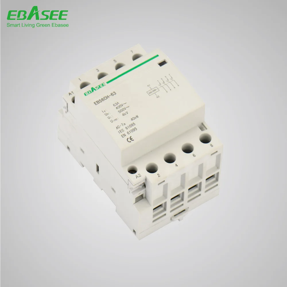 EBASEE Modular din rail 16A 25A 32A 40A 63A 1pole 2pole 3pole 4pole ac modular contactor 2NO 2NC
