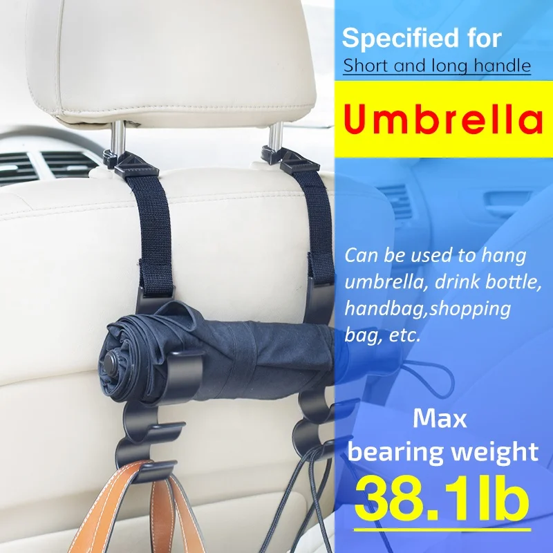 Car Back Seat Headrest Hooks for umbrella / Car umbrella holder hanger