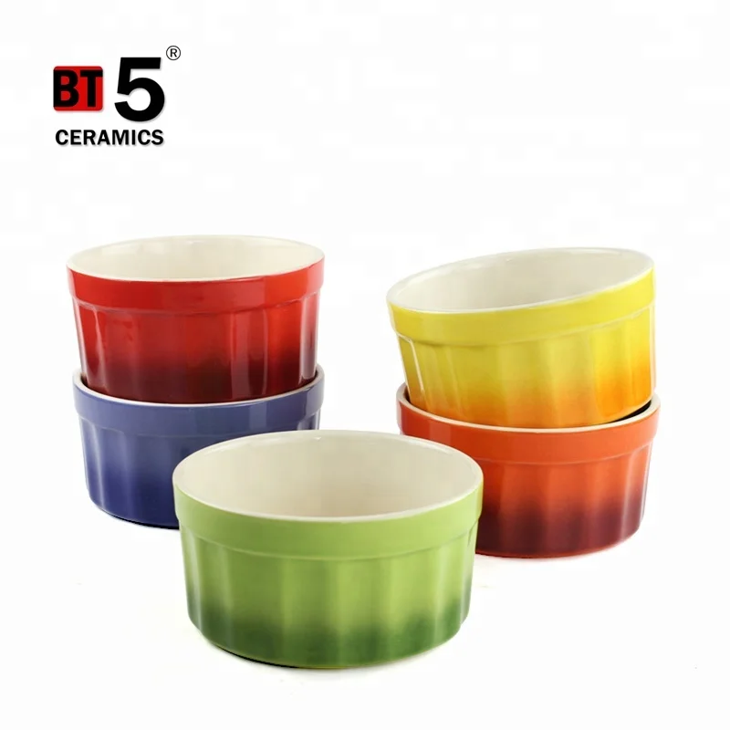 
Gradient Ramp Ramekin, Mini Dessert cup, Ceramic Souffle Dishes Oven Safe 