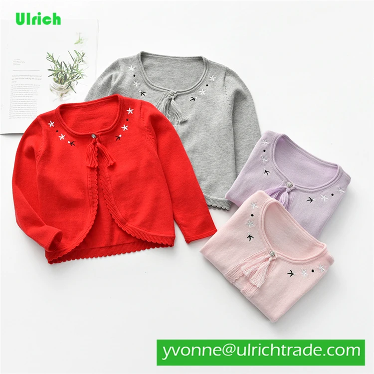 
JY535 baby child girls knitted cardigan pure cotton sweater shawl one button 