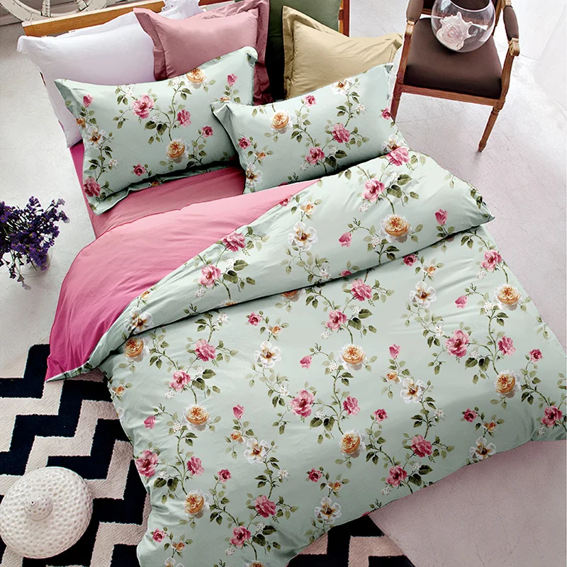 Printed soft down alternative comforter dark green duvet cover bedding set made in india