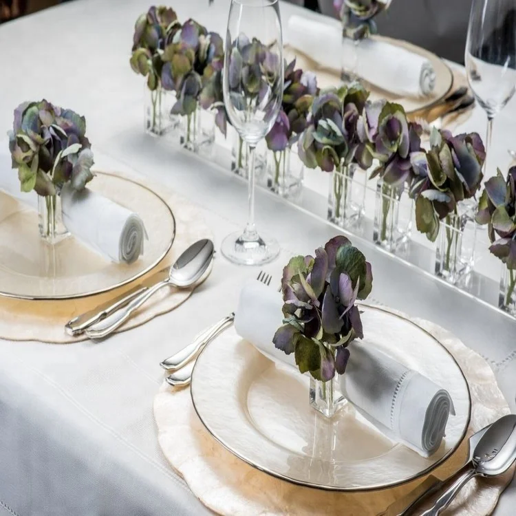 Home Decor Plain Square Clear Acrylic Napkin Ring with Bud Vase