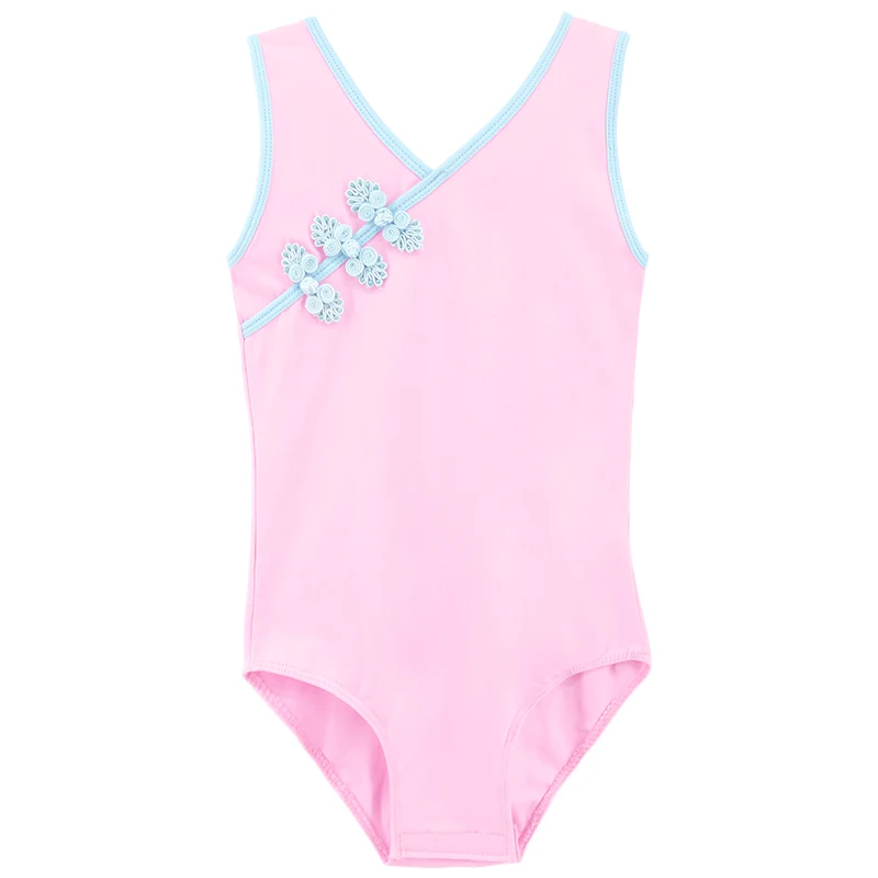 Girls Kids Cotton Leotard With Chinese Knot