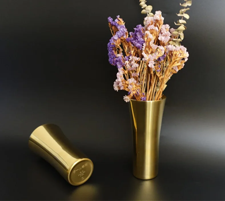 Оптовая продажа 551-11 Роскошная розовая золотая металлическая ваза для цветов из нержавеющей стали 304 для украшения дома