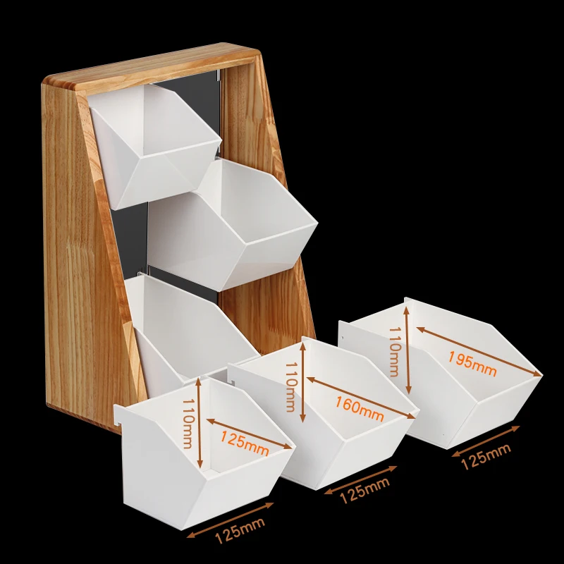 Restaurant Source coffee caddy pine wood frame Acrylic coffee cup Condiment Organizer food display rack pmma coffee display bins
