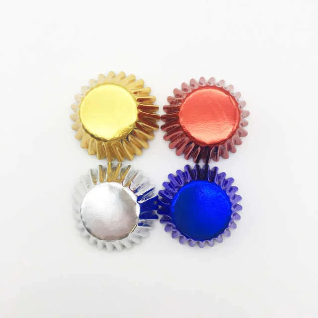 Latest Colorful Aluminum Foil Baking Cake Cup Mini Rose Gold Foil Cupcake Wrappers Cases