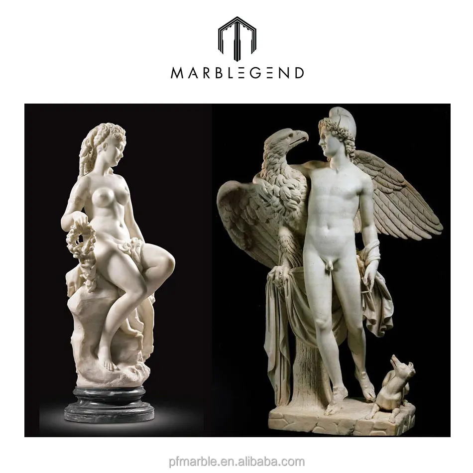 Hand caved nude man and woman marble sculpture
