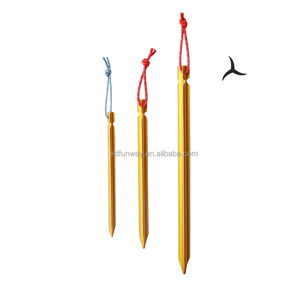 hot sale screw Y shape aluminum tent peg with reflective rope