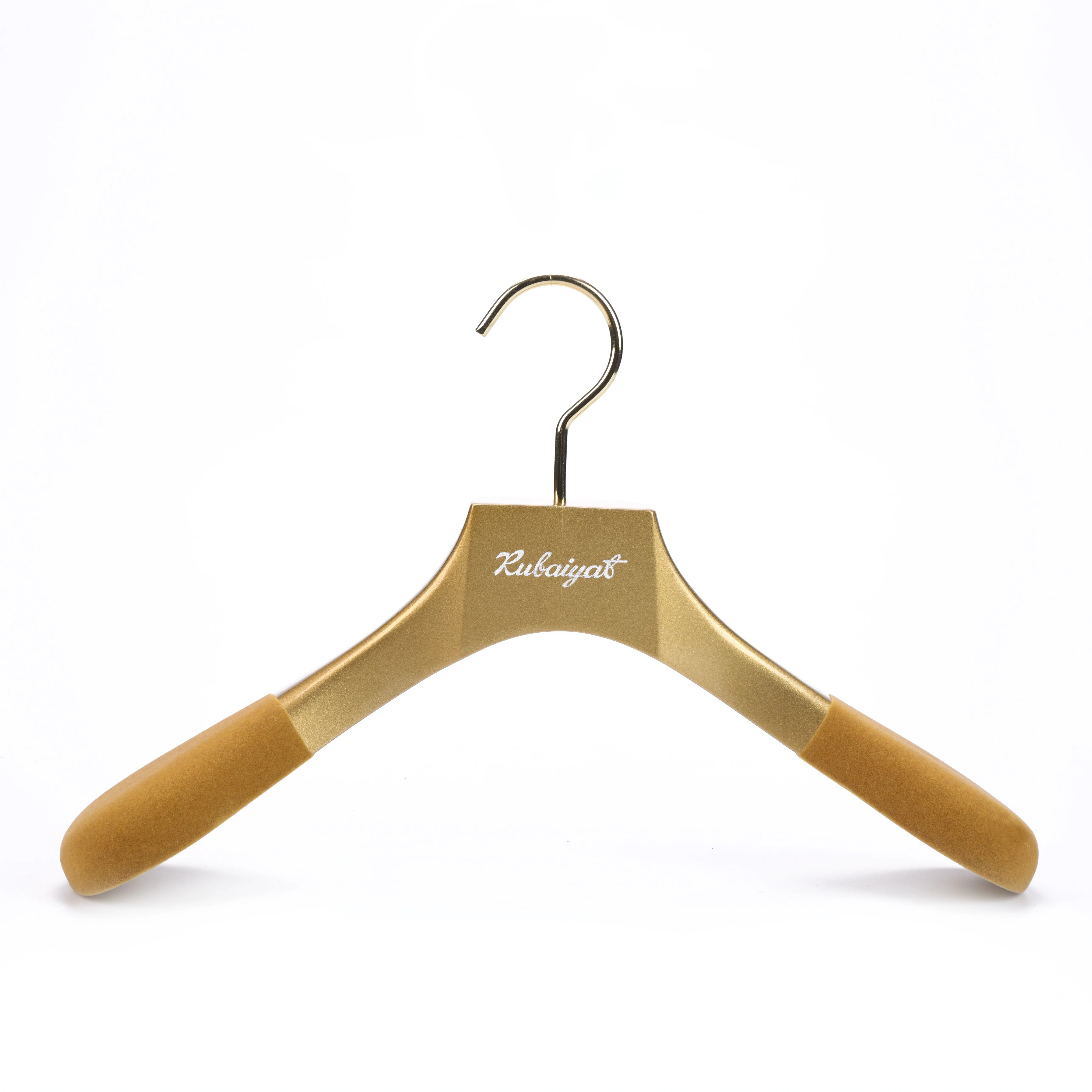 Factory Luxury high quality custom gold wooden clothes hangers with logo for boutique and fashion shop