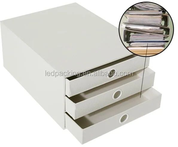 eco-friendly plain white cardboard box for packing file,storage box with drawer