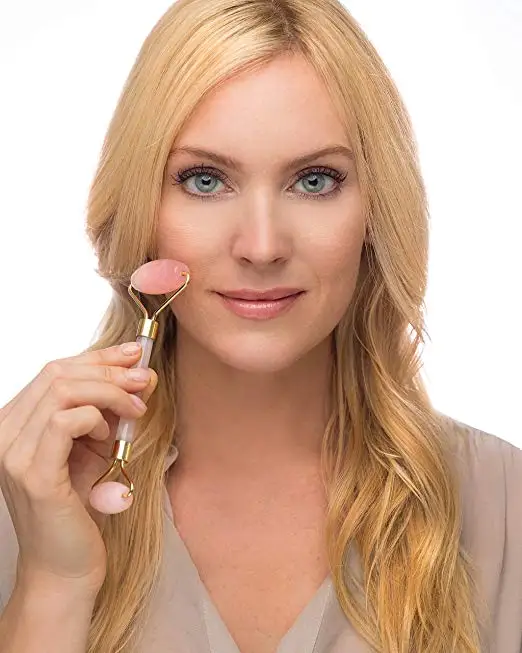 New arrival rose gold quartz Crystal jade Roller with zinc alloy frame