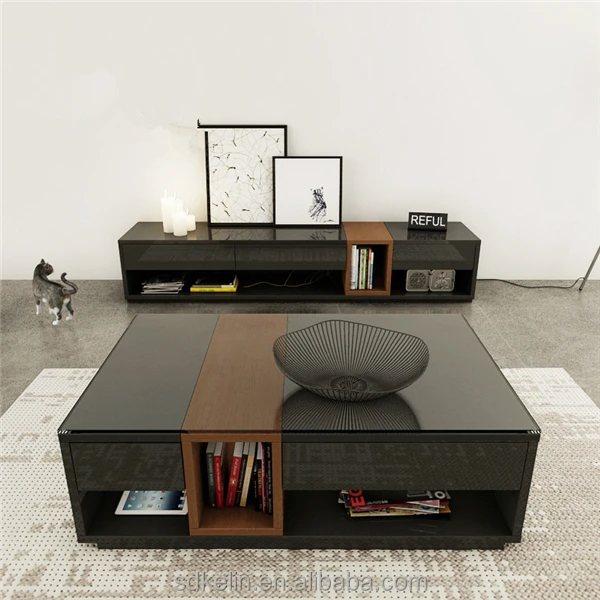 Factory outlet MDF glass coffee table